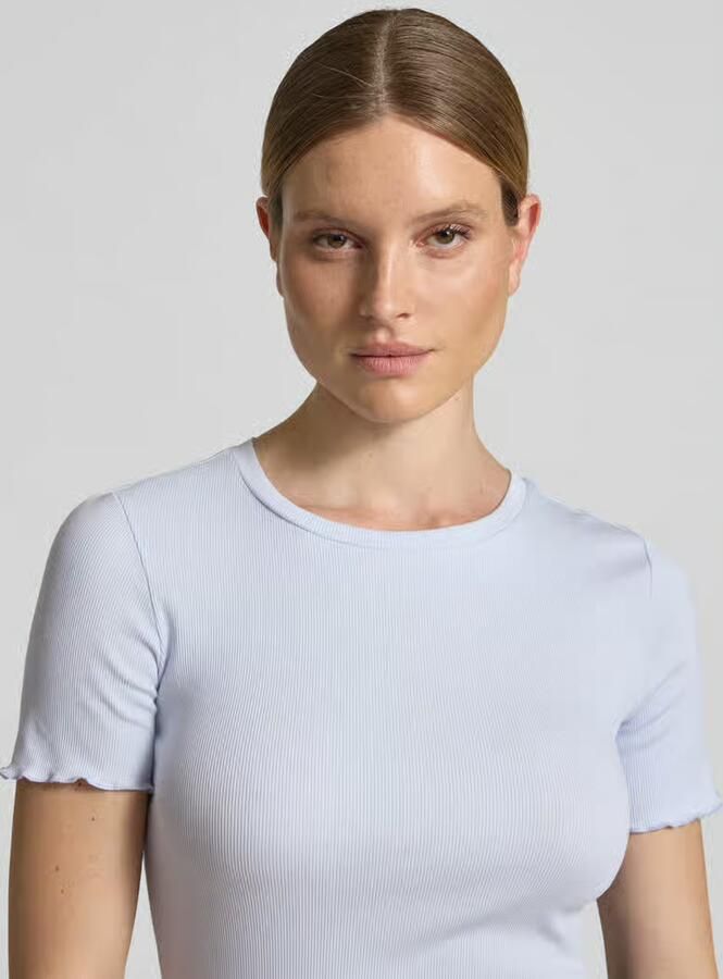 Tom Tailor Denim slim fit T-shirt van katoenmix in ribtricot