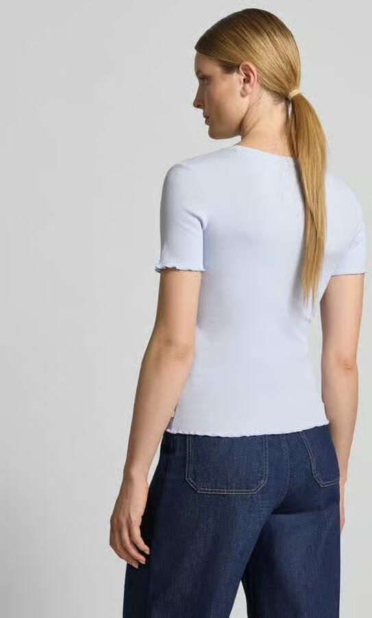 Tom Tailor Denim slim fit T-shirt van katoenmix in ribtricot - Foto 3