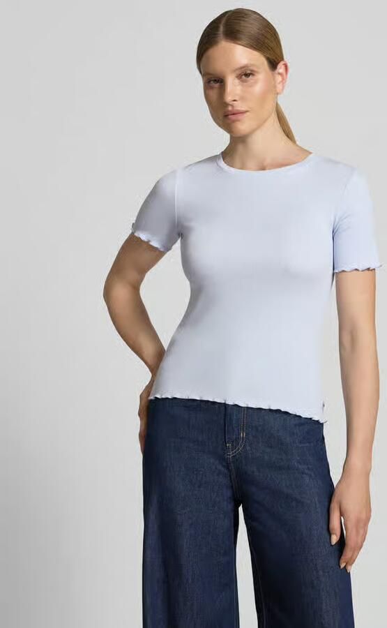 Tom Tailor Denim slim fit T-shirt van katoenmix in ribtricot - Foto 2