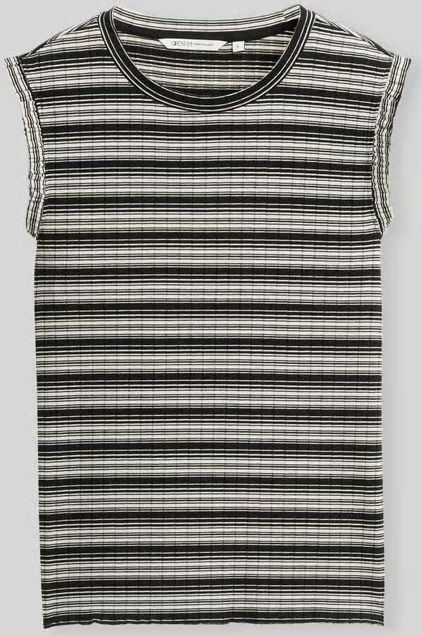 Tom Tailor Denim slim fit top in ribstructuur - Foto 2