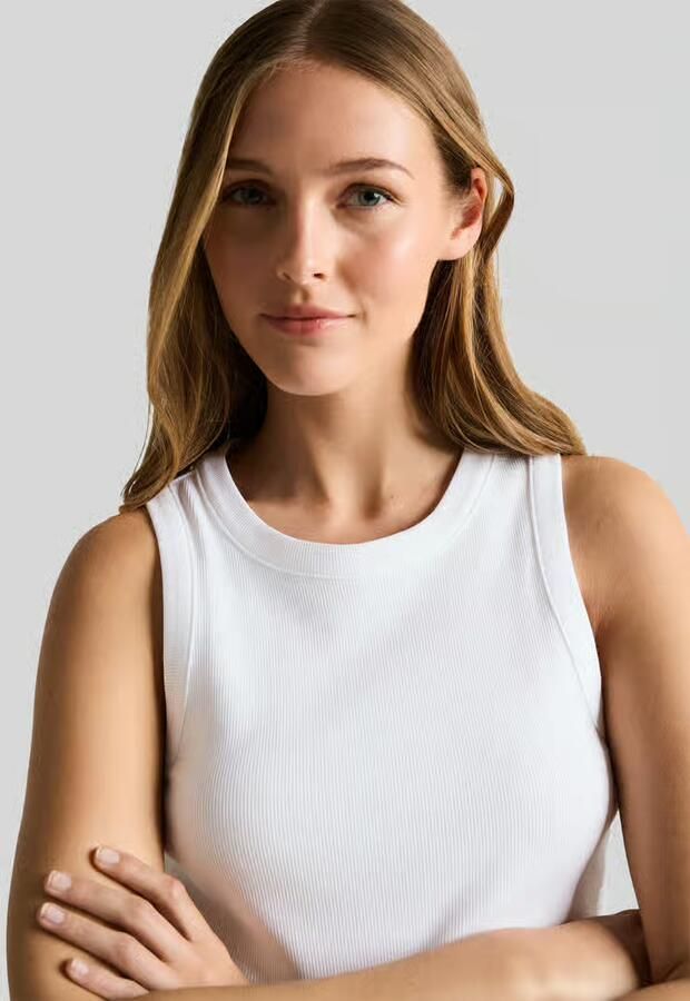 Tom Tailor Denim slim fit top in ribstructuur