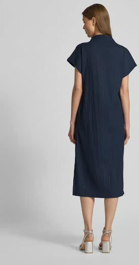 Tom Tailor Denim Soepele midi-jurk met opstaande kraag