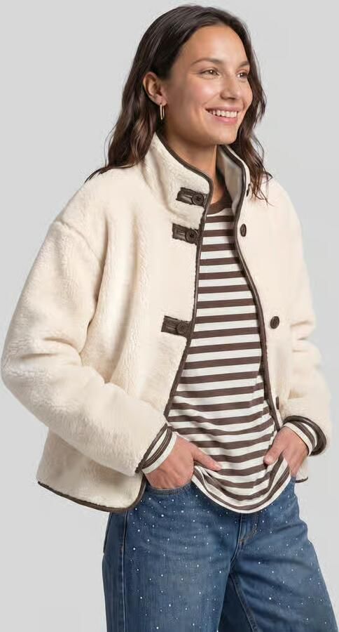 Tom Tailor Denim Teddyjack met contrastknopen - Foto 2
