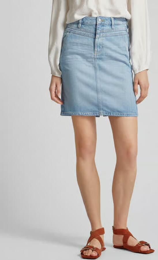 Tom Tailor Knielange jeansrok met steekzakken opzij - Foto 2