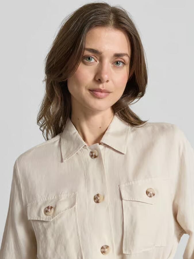 Tom Tailor Korte blazer met tailleriem van linnenmix