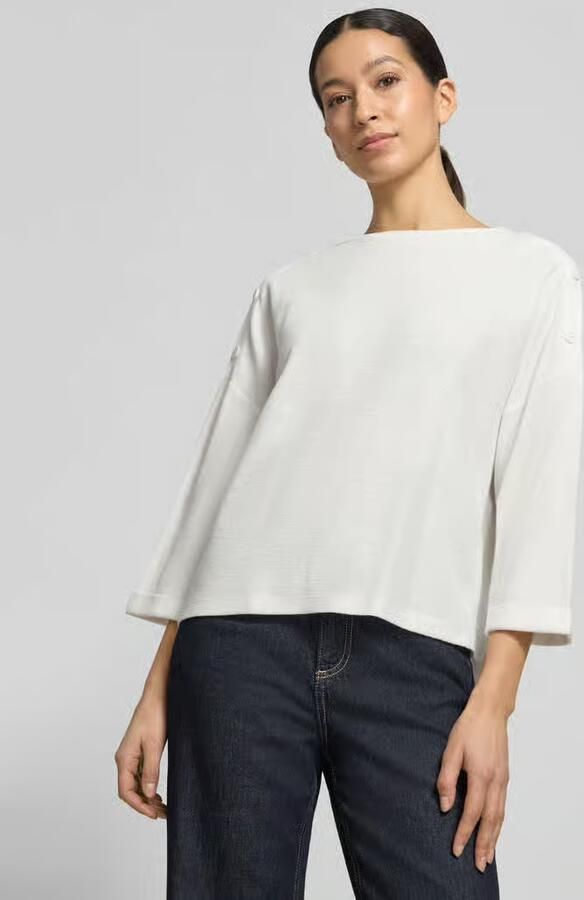 Tom Tailor loose fit 3 4-shirt van katoenmix met modal-aandeel