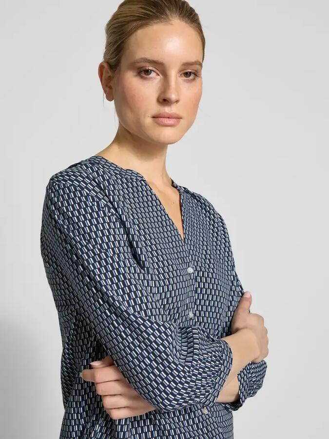 Tom Tailor Loose fit blouse met korte mouwen van pure viscose met all-over motief