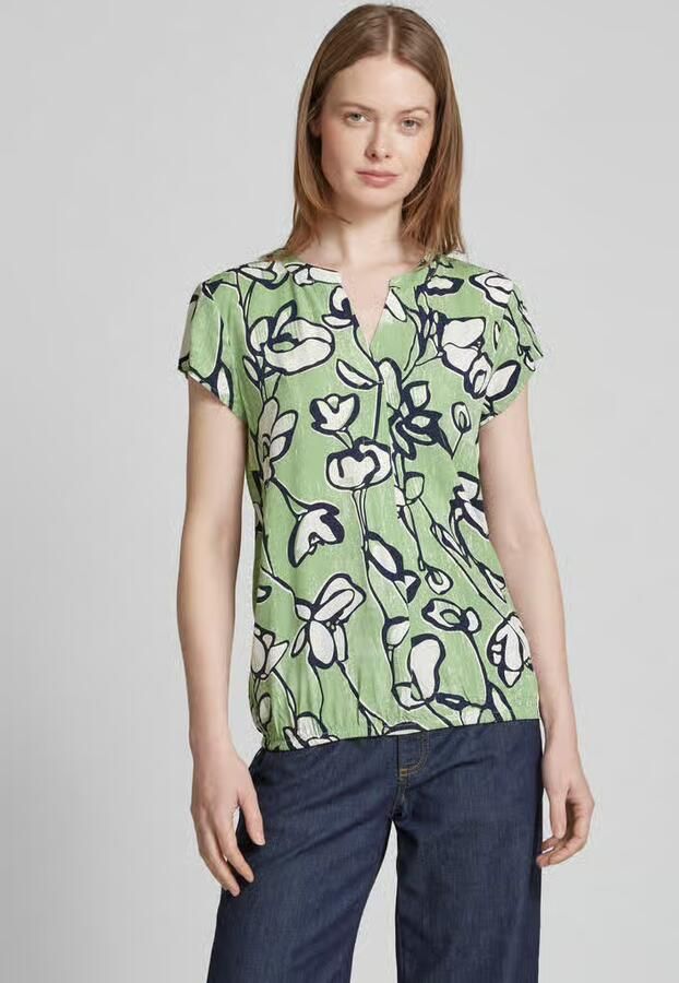 Tom Tailor Loose fit blouse met korte mouwen van pure viscose met all-over motief - Foto 2