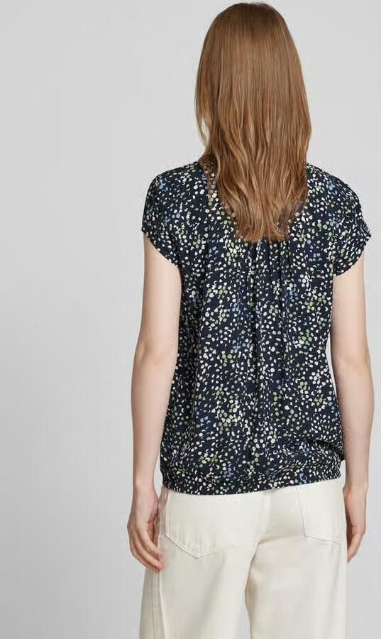 Tom Tailor Loose fit blouse met korte mouwen van pure viscose met all-over motief