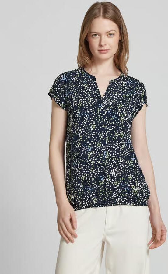 Tom Tailor Loose fit blouse met korte mouwen van pure viscose met all-over motief - Foto 2