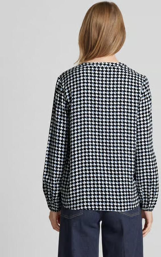 Tom Tailor Loose fit blouse met lange mouwen van soepel viscose met tuniekkraag