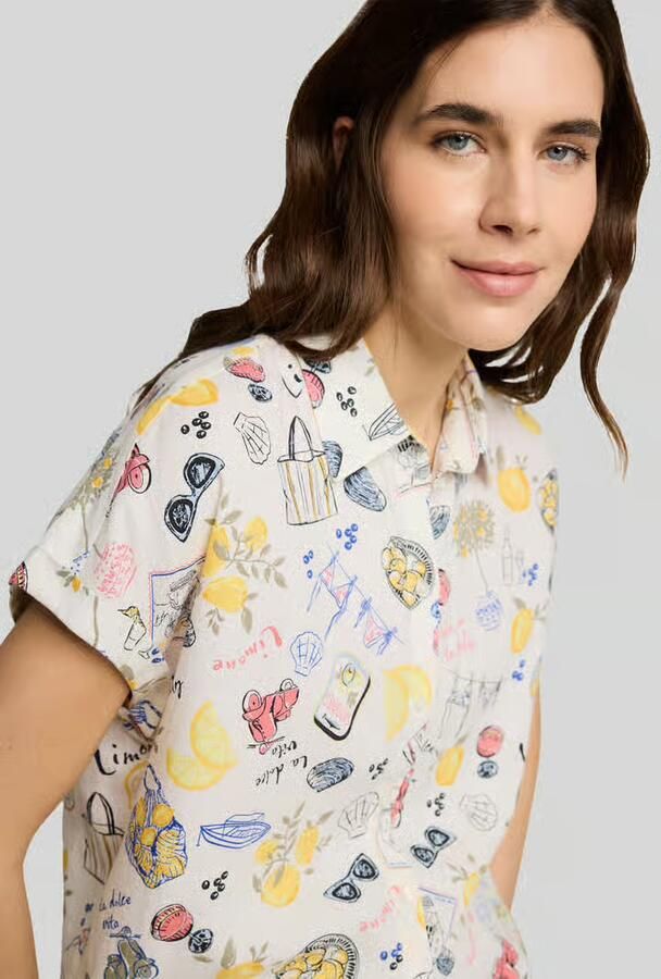 Tom Tailor Loose fit blouse van linnen-viscosemix