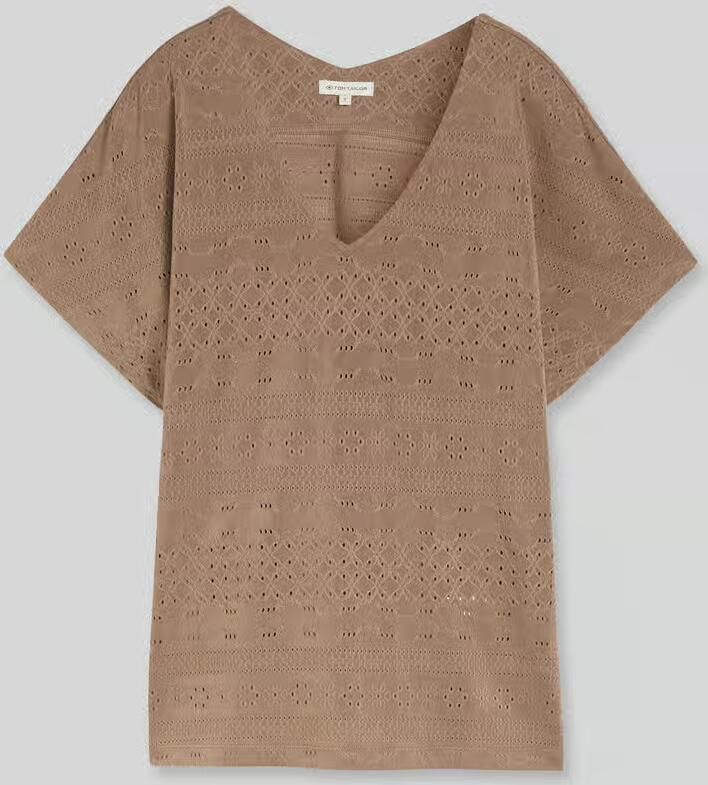 Tom Tailor Loose fit T-shirt met gaatjesmotief - Foto 2