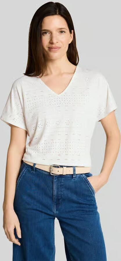 Tom Tailor Loose fit T-shirt met gaatjesmotief - Foto 4