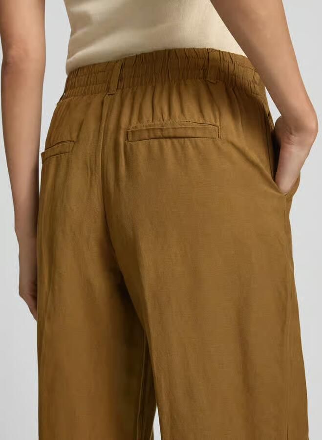 Tom Tailor Loose fit wijde broek van een mix van linnen en viscose