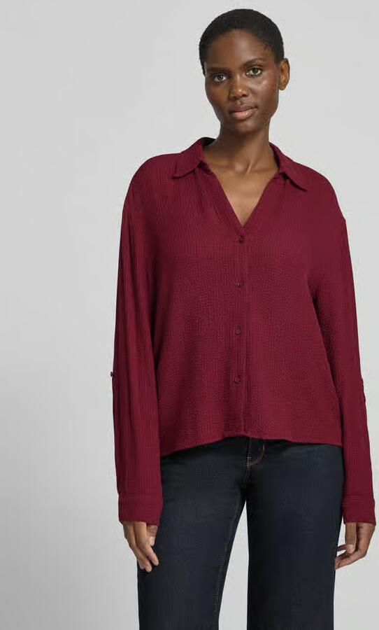 Tom Tailor loose fit overhemdblouse in kreuklook van viscosemix - Foto 2