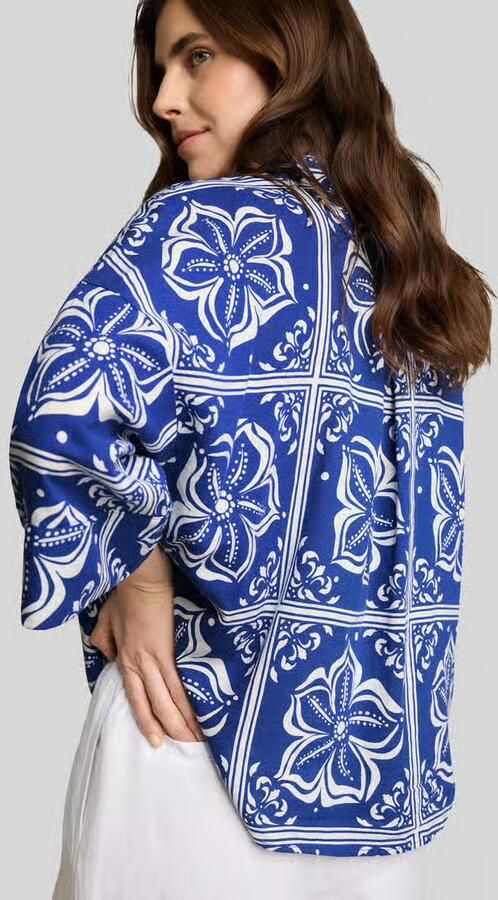 Tom Tailor oversize blouse van mix van linnen en viscose