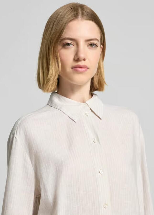 Tom Tailor Oversized blouse met lange mouwen van linnen-viscosemix