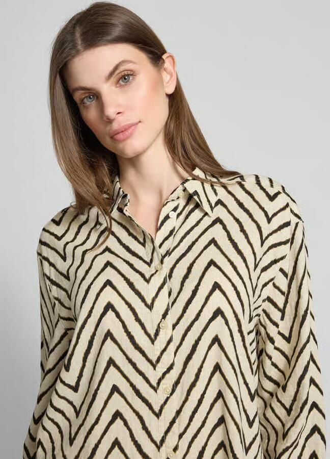 Tom Tailor Oversized overhemdblouse van een mix van linnen en viscose