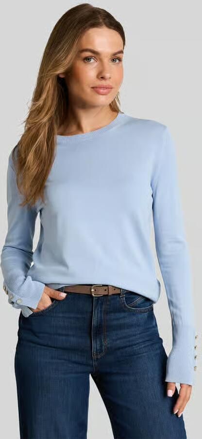 Tom Tailor Pullover van mix van viscose met knoopdetails aan de mouw - Foto 3