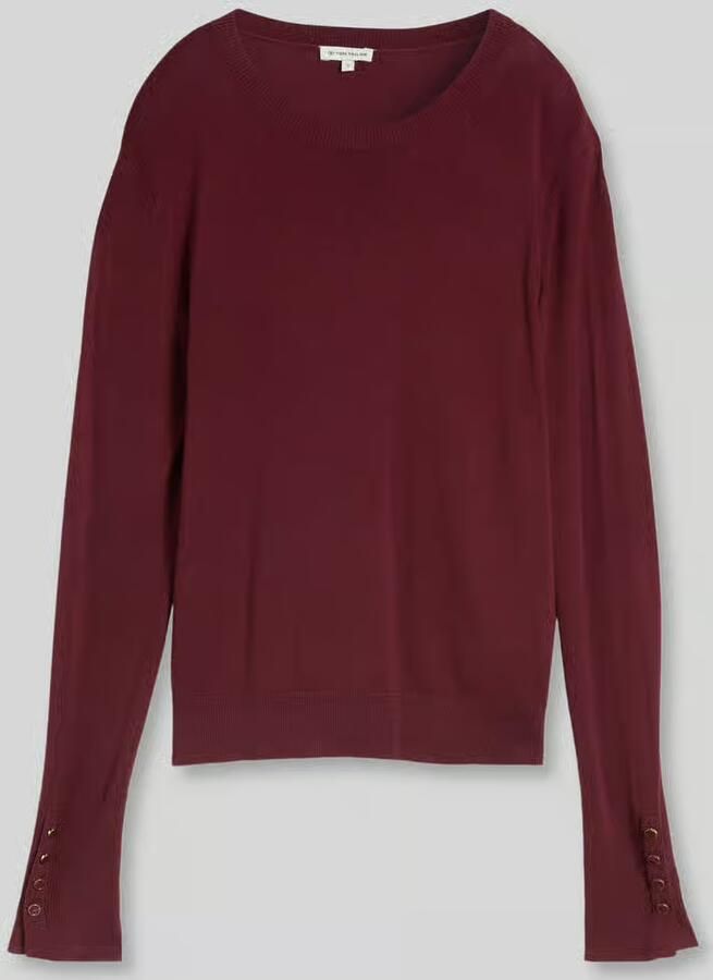 Tom Tailor Pullover van mix van viscose met knoopdetails aan de mouw