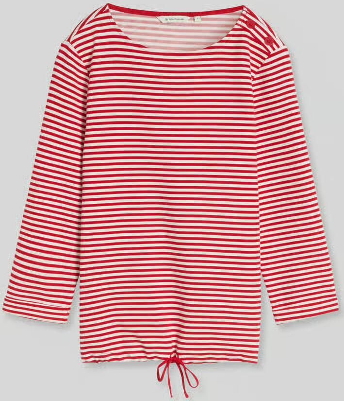 Tom Tailor Regular fit 3 4-shirt van puur katoen met tunnelkoord - Foto 2