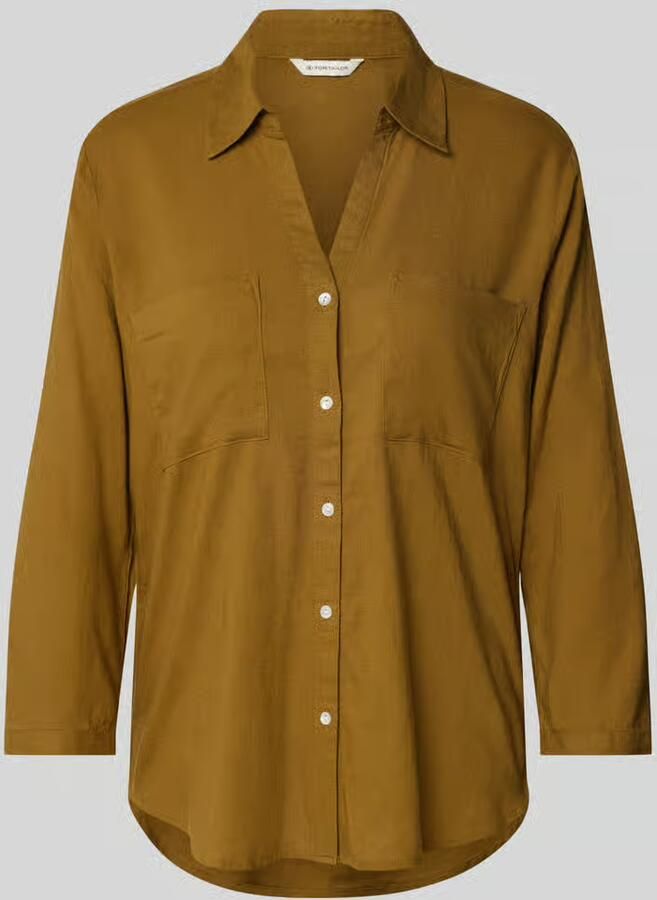 Tom Tailor Regular fit blouse met lange mouwen van een mix van linnen en viscose - Foto 2