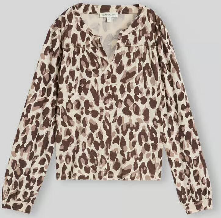 Tom Tailor Regular fit blouse met lange mouwen van mix van katoen en modal