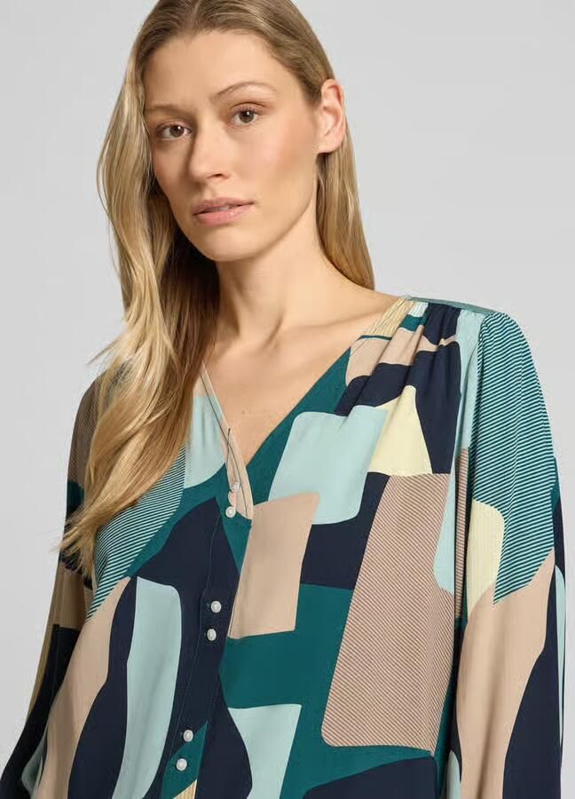 Tom Tailor regular fit blouse met lange mouwen van pure viscose