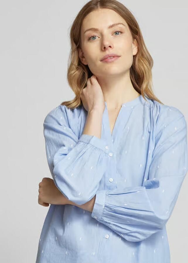 Tom Tailor Regular fit blouse met lange mouwen van puur katoen met borduursels