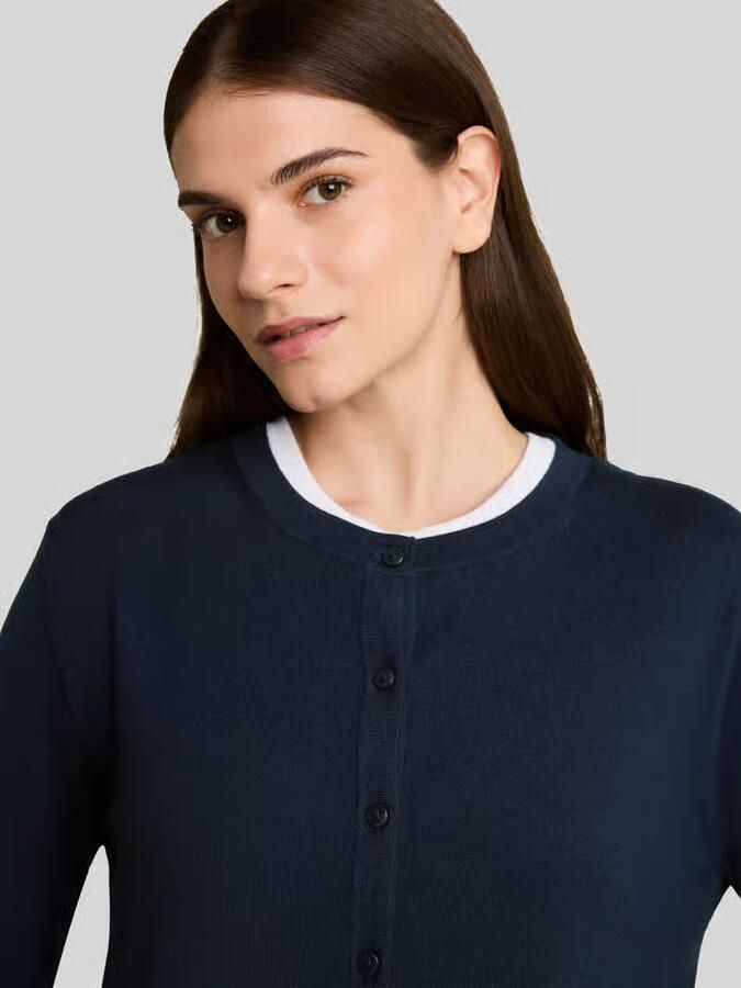 Tom Tailor Regular fit gebreid jack van katoenmix met zijde-aandeel