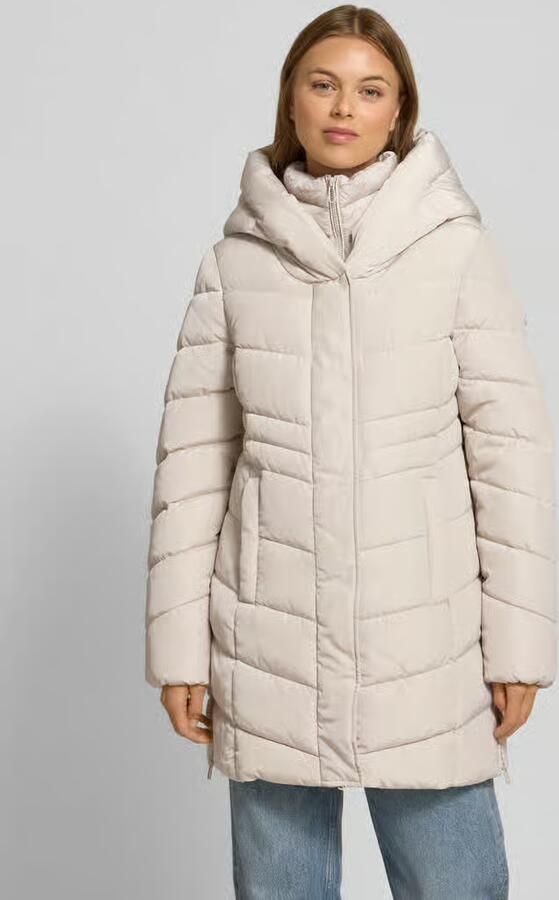 Tom Tailor Regular fit gewatteerde lange jas met capuchon - Foto 3