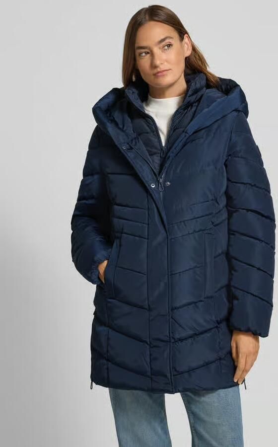 Tom Tailor Regular fit gewatteerde lange jas met capuchon