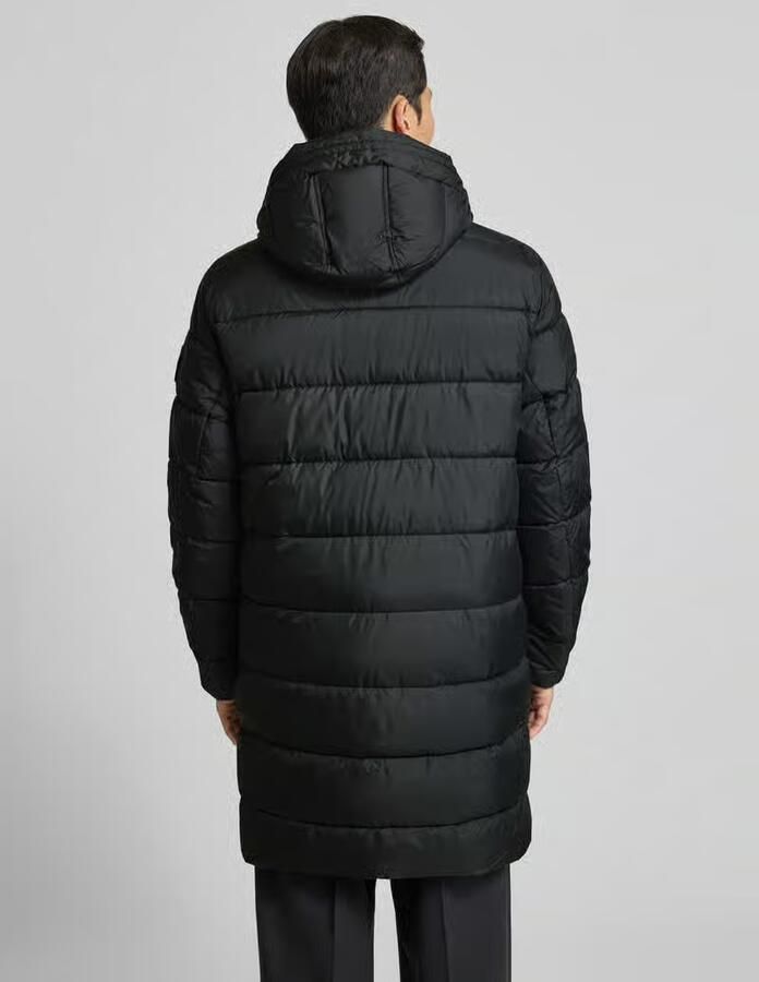 Tom Tailor Regular fit gewatteerde lange jas met capuchon