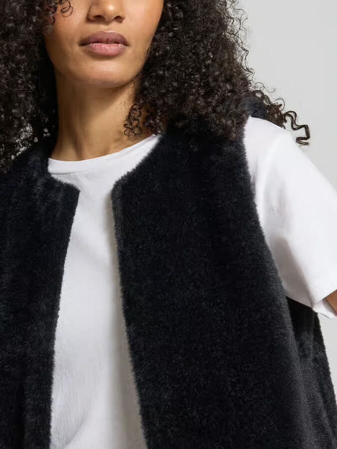 Tom Tailor Regular fit gilet in de look van imitatiebont - Foto 2