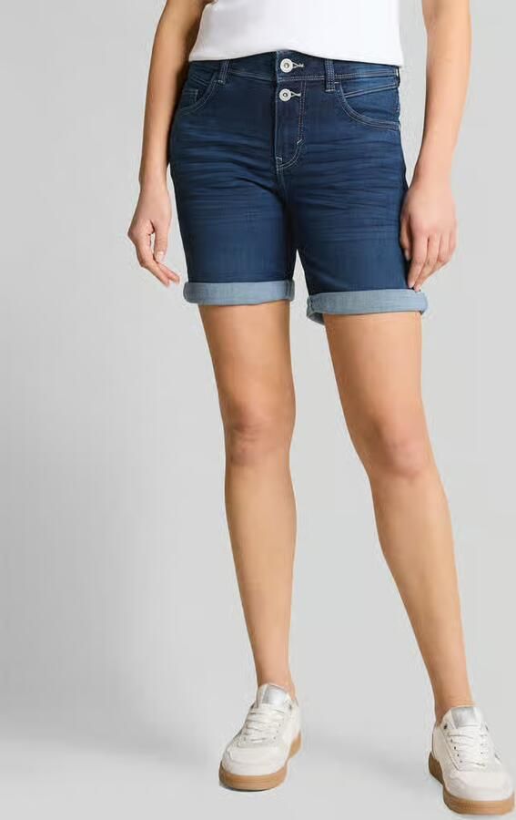 Tom Tailor regular fit korte jeans met knoopdetail - Foto 3