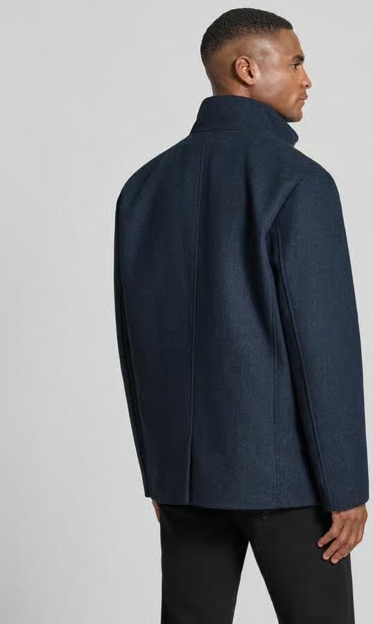 Tom Tailor Regular fit lange wollen jas van wolmix met afneembare binnenkraag