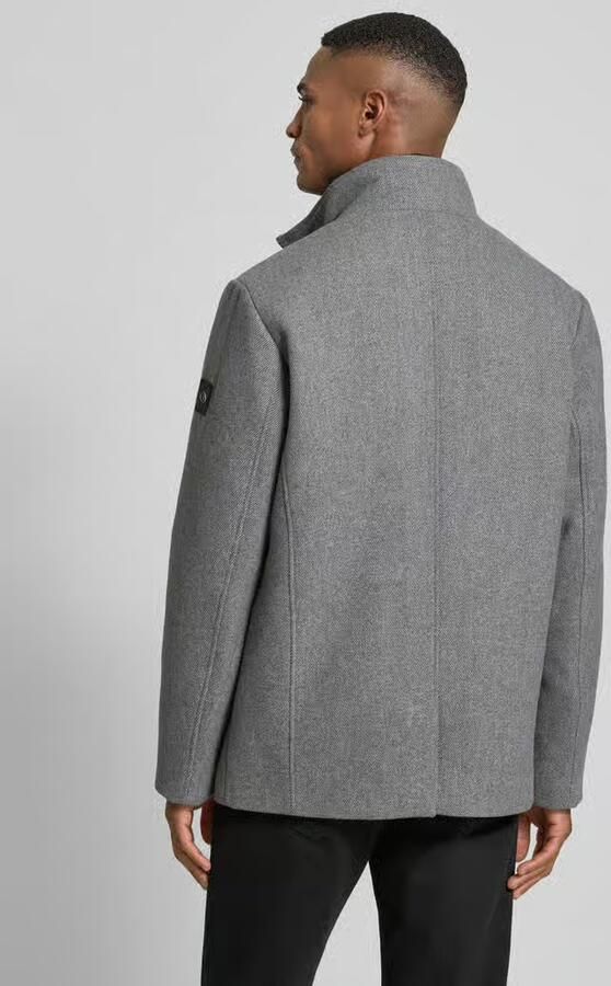 Tom Tailor Regular fit lange wollen jas van wolmix met afneembare binnenkraag