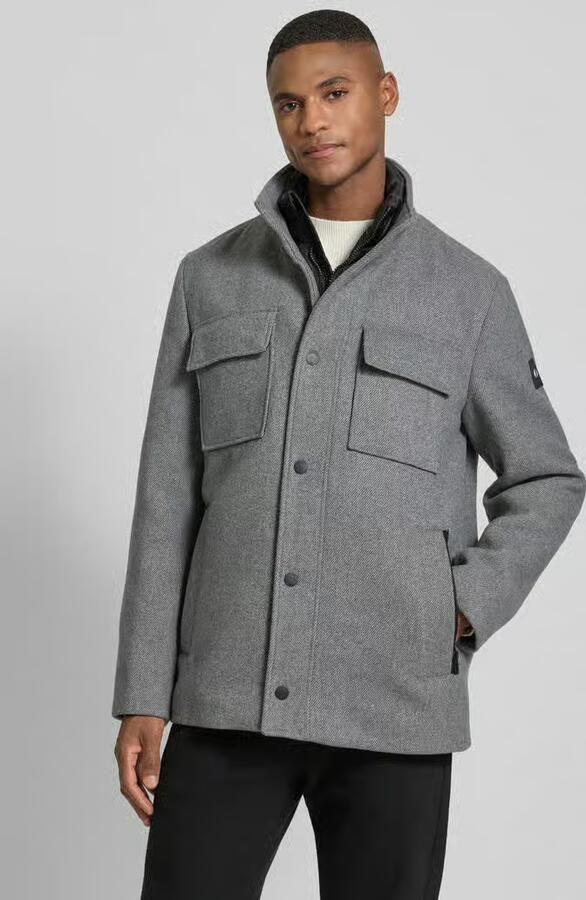 Tom Tailor Regular fit lange wollen jas van wolmix met afneembare binnenkraag - Foto 2