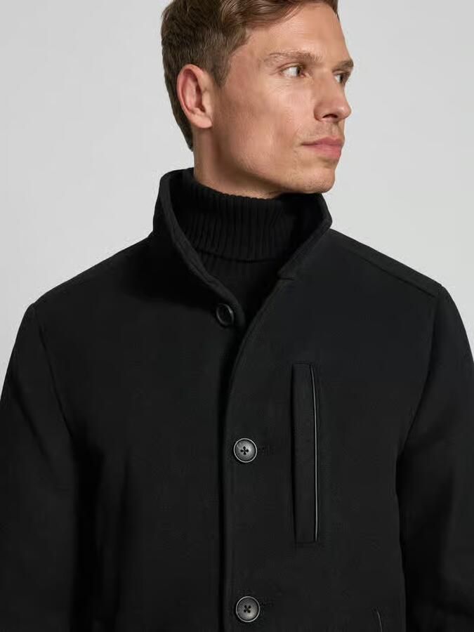 Tom Tailor Regular fit lange wollen jas met opstaande kraag - Foto 2