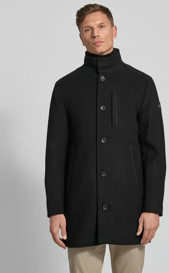 Tom Tailor Regular fit lange wollen jas met opstaande kraag - Foto 8