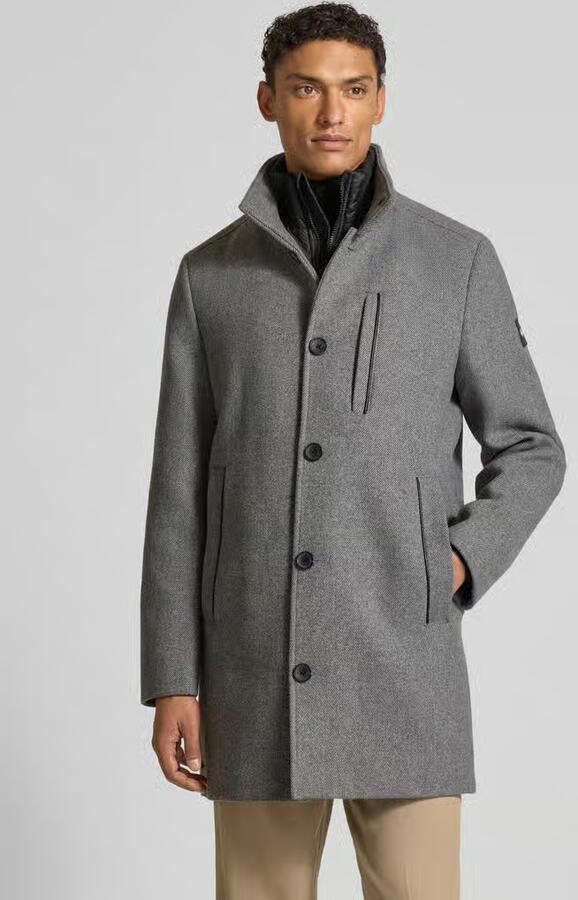 Tom Tailor Regular fit lange wollen jas met opstaande kraag - Foto 4