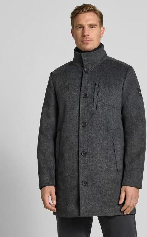Tom Tailor Regular fit lange wollen jas met opstaande kraag - Foto 4