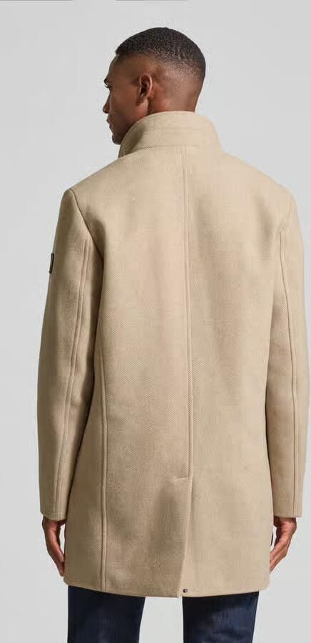 Tom Tailor Regular fit lange wollen jas met opstaande kraag