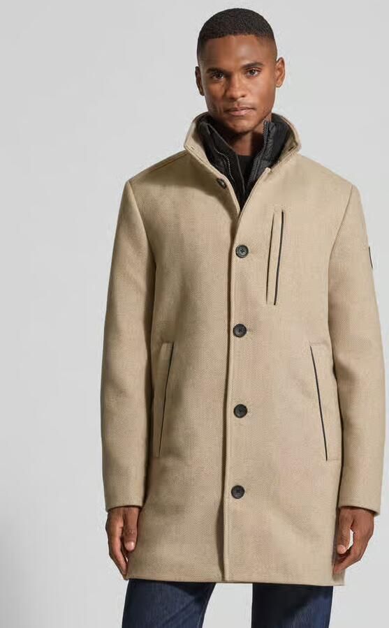 Tom Tailor Regular fit lange wollen jas met opstaande kraag - Foto 2