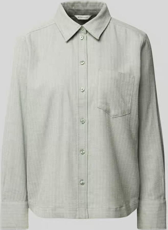 Tom Tailor Regular fit overhemdblouse van puur katoen met visgraatmotief