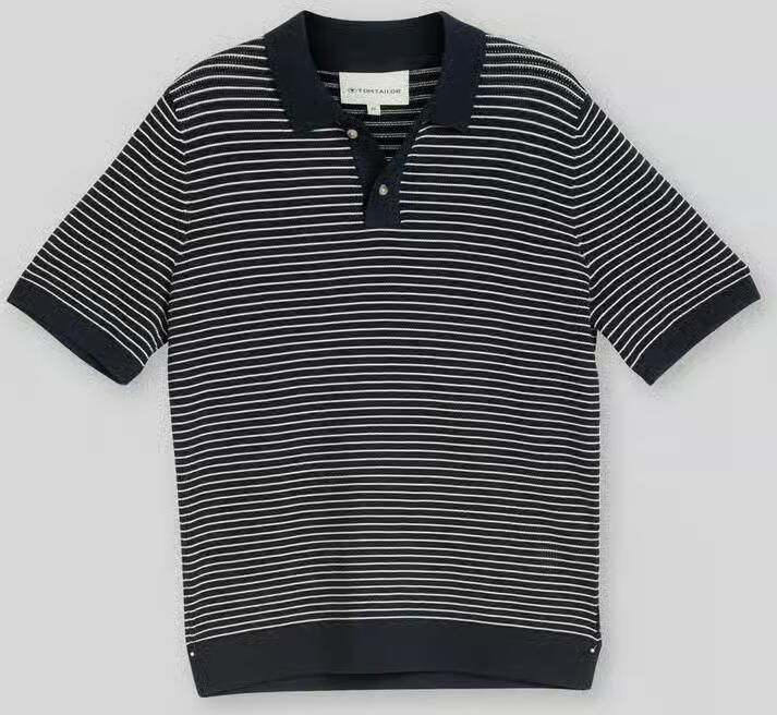 Tom Tailor regular fit poloshirt van een katoen in gebreide look - Foto 2