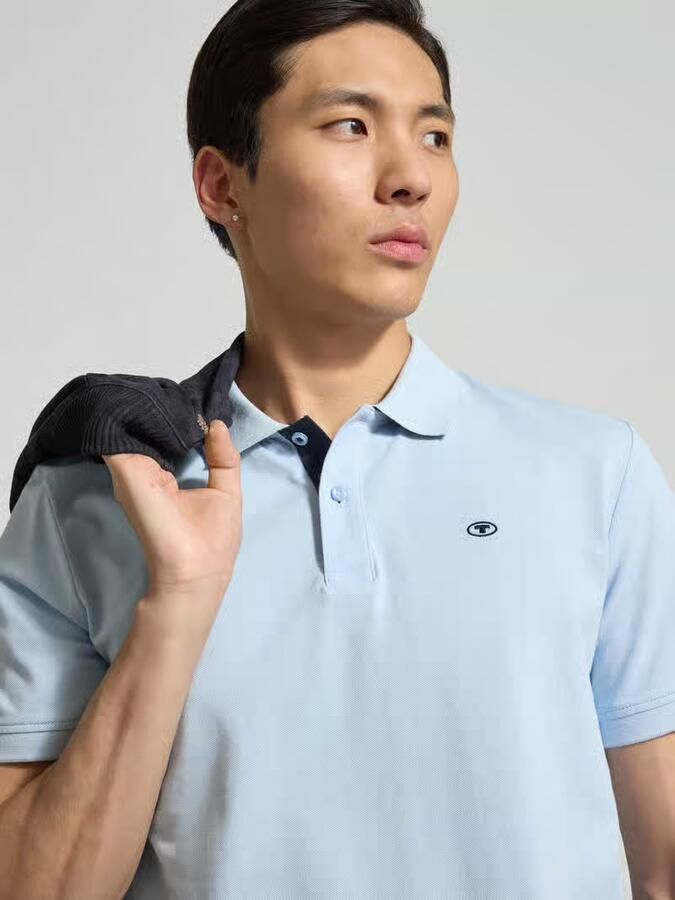 Tom Tailor Poloshirt in effen design met labelstitching