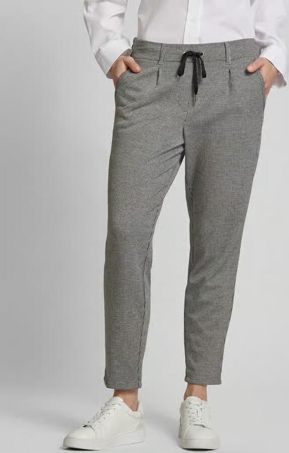 Tom Tailor Regular fit stoffen broek met pied-de-poule-motief en tunnelkoord - Foto 2