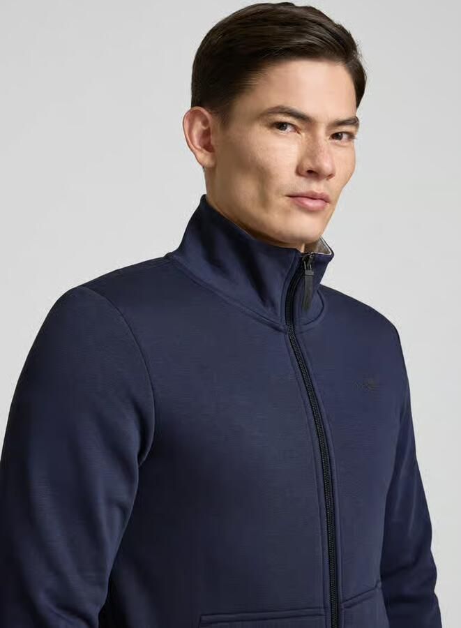 Tom Tailor Regular fit sweatjack met opstaande kraag en rubberen logoprint